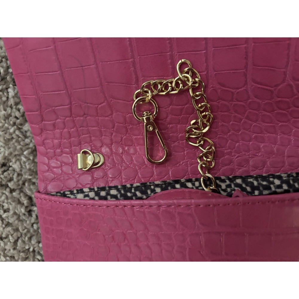 Urban Expressions Pink Croc Embossed Vegan Leather Crossbody Clutch Bag New - Picture 15 of 16